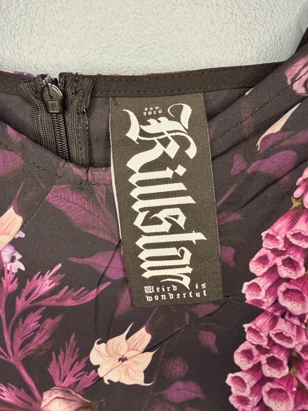 Killstar Purple & Black Floral Forbidden Petals Mini Dress | Size Large - Picture 4 of 8